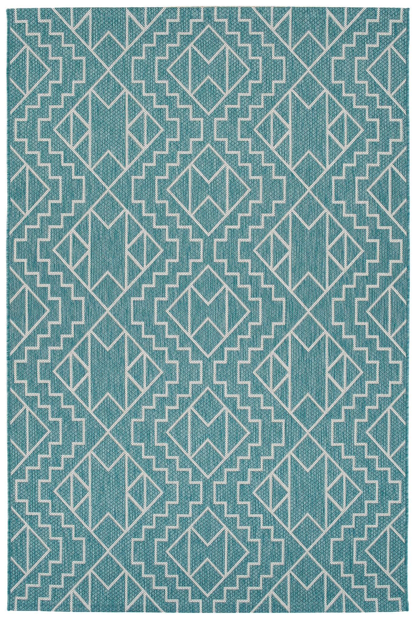 Modern, Geometric, Textured Cut Pile 2'7" X 4'11" Rectangle Area Rug Turquoise Polypropylene