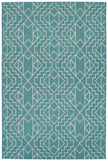 Modern, Geometric, Textured Cut Pile 2'7" X 4'11" Rectangle Area Rug Turquoise Polypropylene