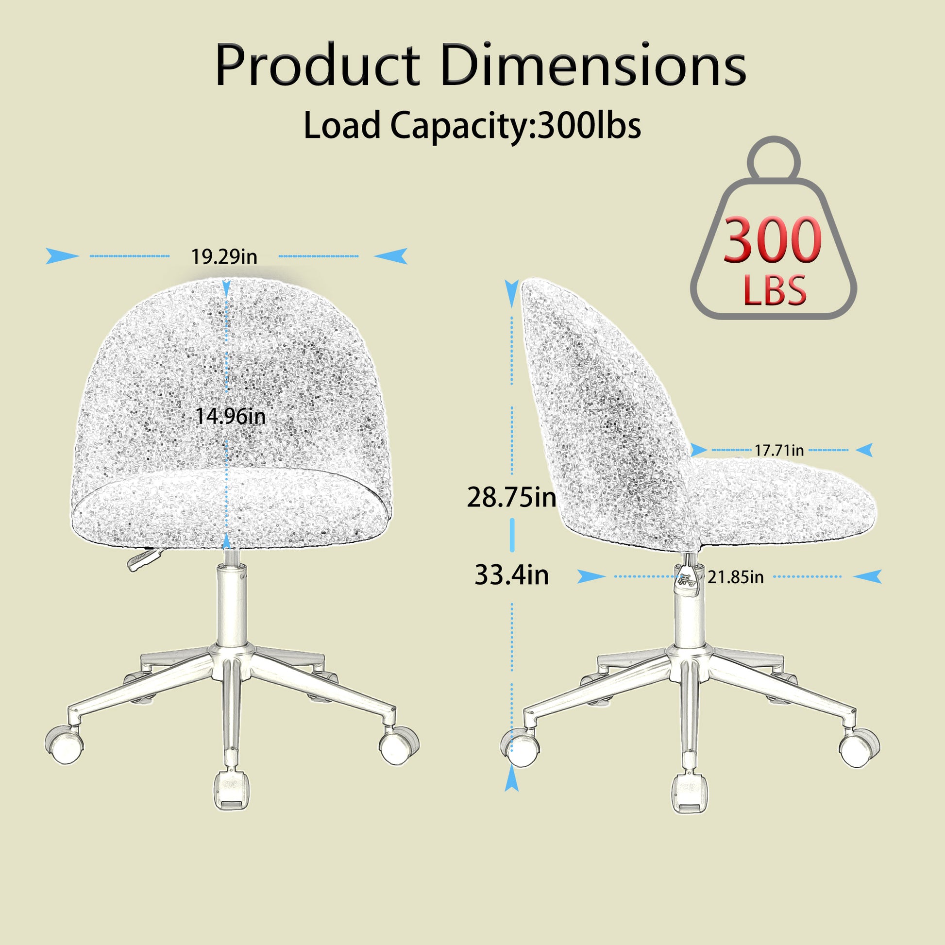 Velvet Fabric Office Chair Desk Chair, Mid Back Adjustable Swivel Computer Chair With Black Legsmodern Upholstered Desk Chair With Wheels Grey Black Foam Polyester Blend