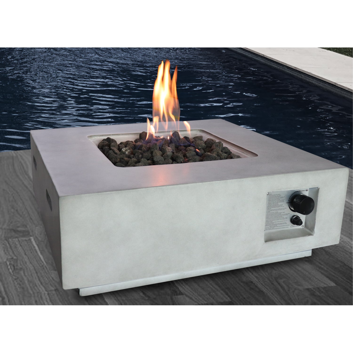 Fiber Reinforced Concrete Propane Natural Gas Fire Pit Table Gray Garden & Outdoor Modern Stone Concrete