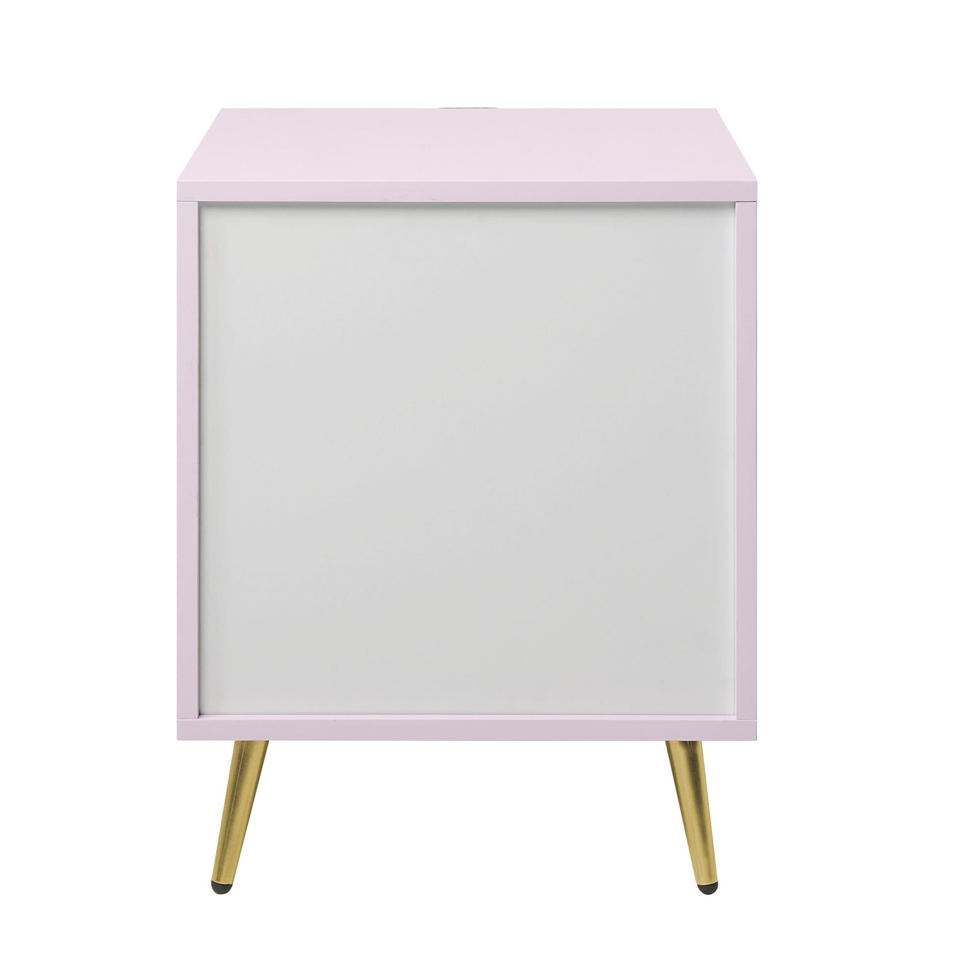 Gaines Nightstand, Pink High Gloss Finish Bd02663 Pink Wood Metal