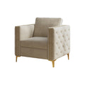 Accent Chair For Living Room Upholstered Arm Chair With Metal Legs Beige Velvet Beige Foam Fabric