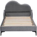Twin Size Upholstered Platform Bed With Cloud Shaped Headboard, Gray Box Spring Not Required Twin Gray Bedroom Polyester Upholstered