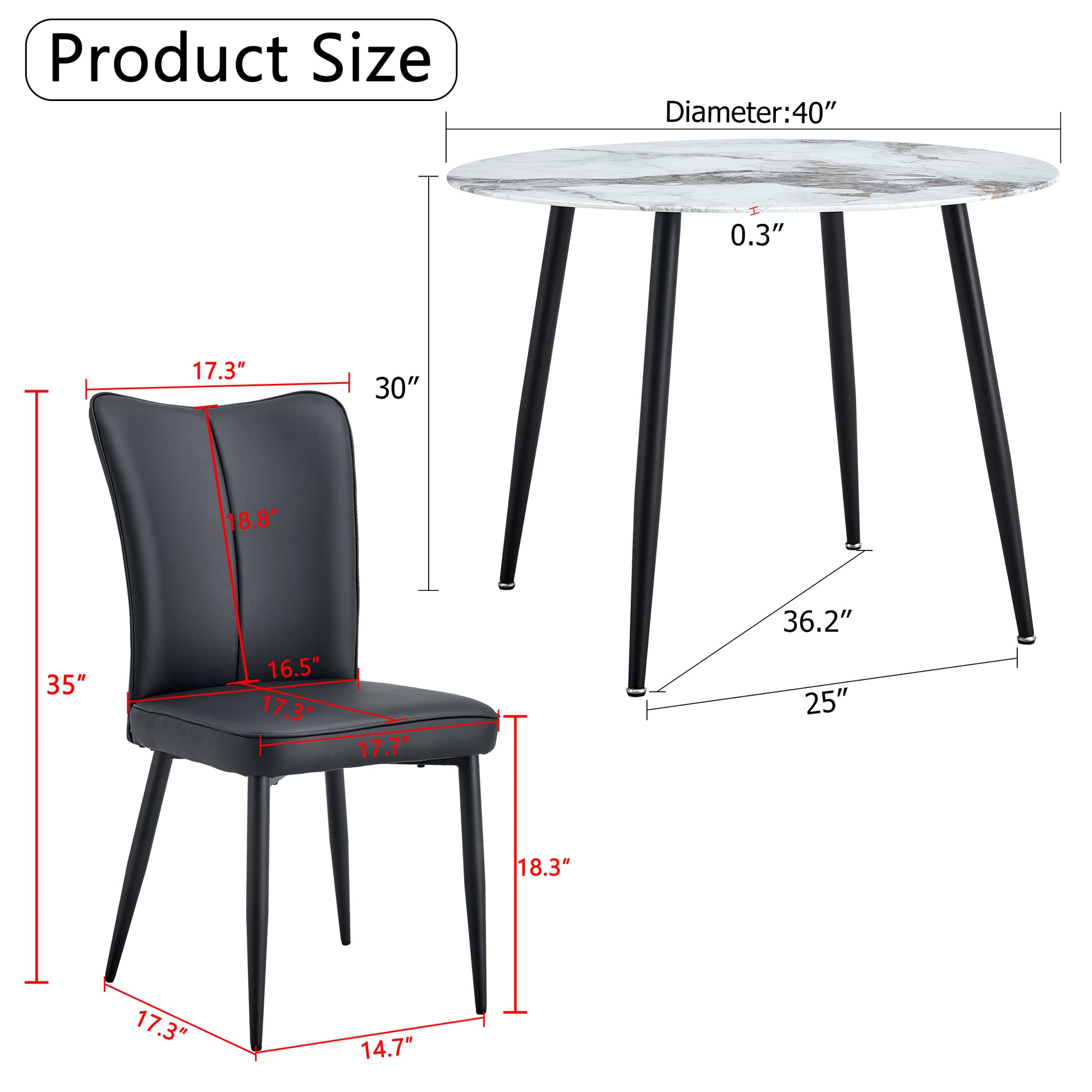 Table And Chair Set. Large Modern White Imitation Marble Patterned Round Table With Black Metal Legs. Nice Minimalism, Comfortable Seats And Black Metal Legs. White Black Seats 4 Glass Metal