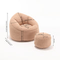 Bedding Bean Bag Sofa Chair High Pressure Foam Bean Bag Chair Adult Material With Padded Foam Padding Compressed Bean Bag With Footrest Tan Microfiber