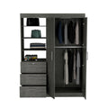 Kenya Armoire With Double Door, Three Drawers, 3 Tier Shelf And Double Hanging Rod Smokey Oak Smoke Grey Bedroom Modern Particle Board