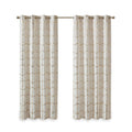 Total Blackout Metallic Print Grommet Top Curtain Panel Only 1 Pc Panel Ivory Gold Microfiber