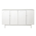 Stylish And Functional 4 Door Intaglio Storage Cabinet With Pine Legs, Solid Wood Pulls And Mdf, For Living Room Bedroom,And Kitchen,White White Mdf