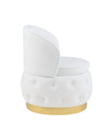 360 Degree Swivel Cuddle Barrel Accent Storage Chairs White Velvet