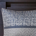 6 Piece Reversible Jacquard Quilt Set With Throw Pillows Navy King Cal King Navy Cotton
