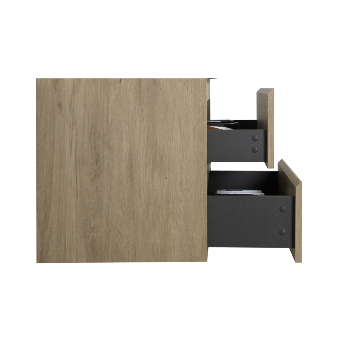 36'' Vanity Base Only, Wall Mounted Bathroom Vanity Only In Natural Wood, No Countertop Included Natural Wood Melamine