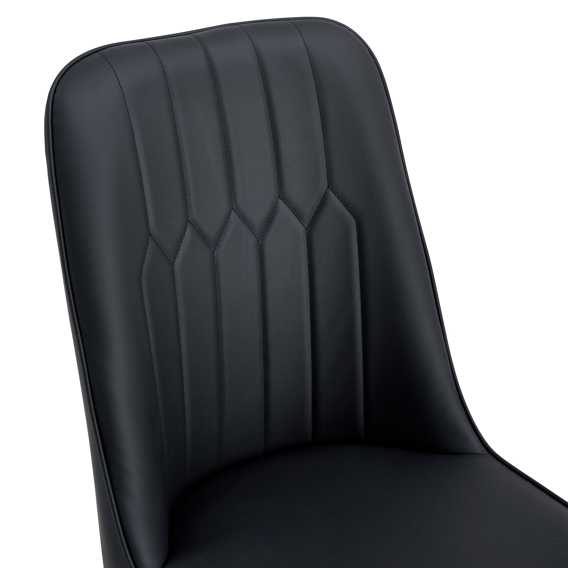 Table And Chair Set.Modern Rectangular Dining Table With Black Textured Stickers Glass Tabletop And Gold Plated Metal Legs.Paried With 4 Comfortable Chairs With Pu Seats And Black Metal Legs. Black Gold Seats 4 Glass Metal