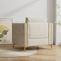 Accent Chair For Living Room Upholstered Arm Chair With Metal Legs Beige Velvet Beige Foam Fabric