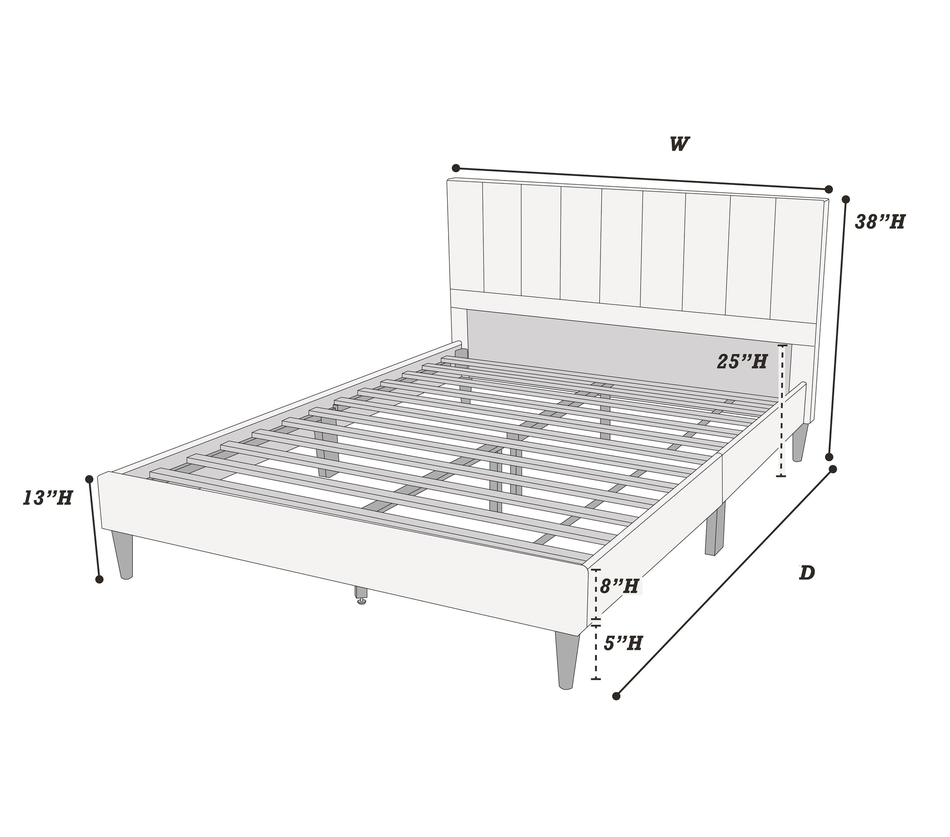 Gorgeous 1Pc Full Size Bed Charcoal Polyfiber Platform Bedframe Slats Bedroom Furniture Box Spring Not Required Full Charcoal Wood Bedroom Modern,Transitional Rubberwood Bed Frame Foam Mdf,Particle