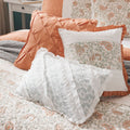 6 Piece Cotton Percale Quilt Set With Throw Pillows Coral King Cal King King Coral Polyester
