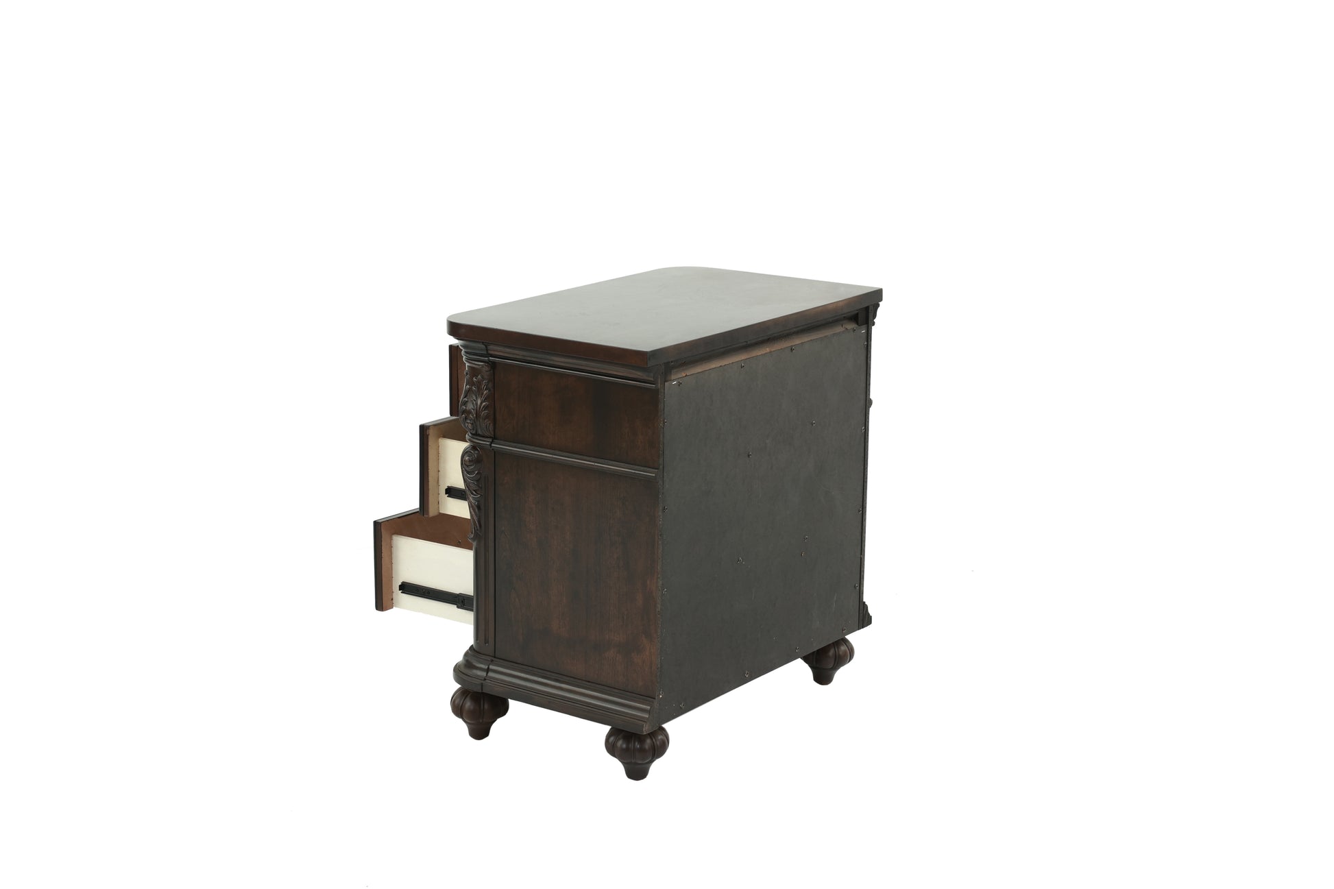 Traditional Antique Walnut 1Pc Nightstand Bedroom Furniture Cherry Veneer 2 Drawers Hanging Pull Bedside Table Walnut Brown 2 Drawers Bedroom Bedside Cabinet Contemporary,Traditional Easy Assembly Particle Board