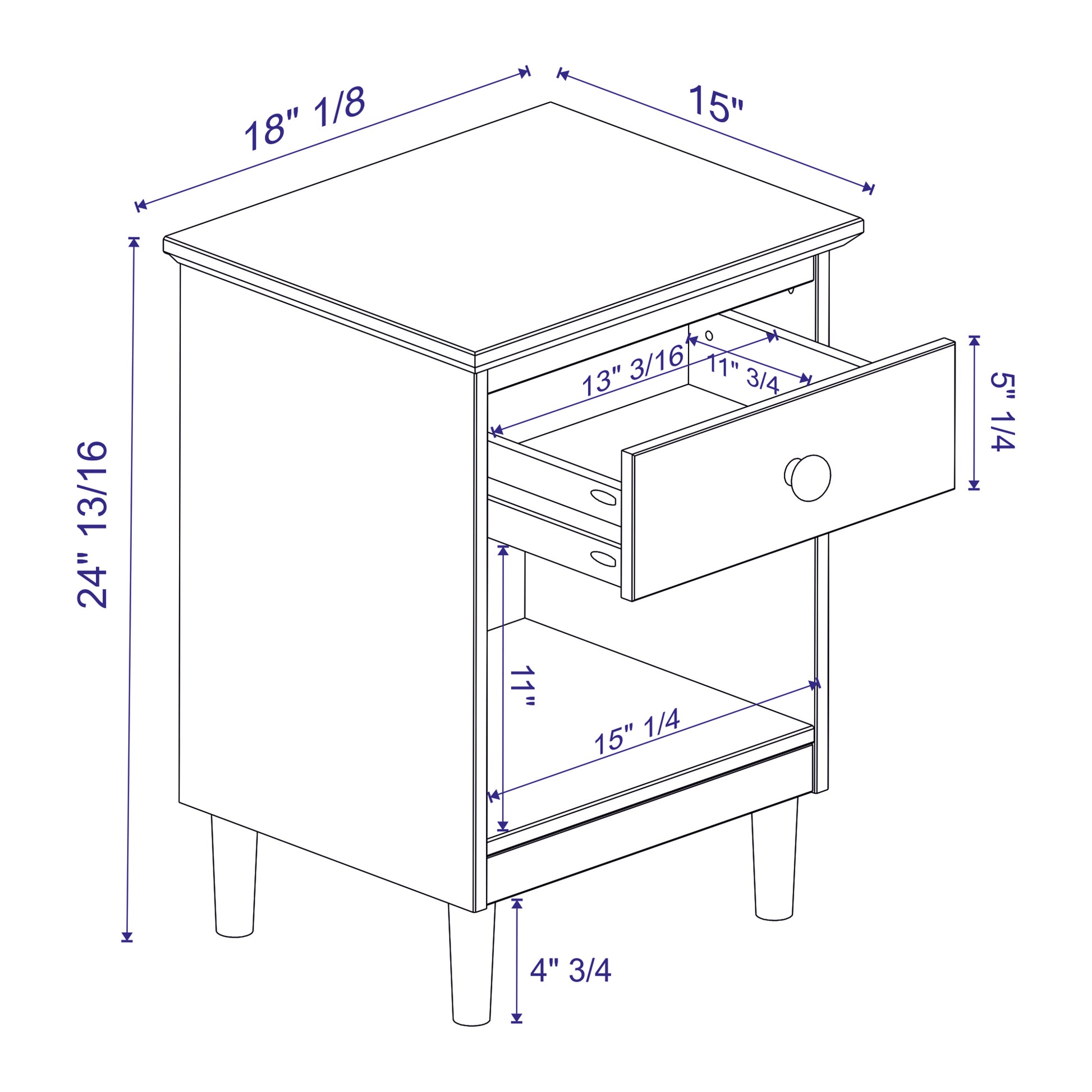 Classic 1 Drawer Solid Wood Nightstand With Cubby Caramel Caramel Mdf Pine