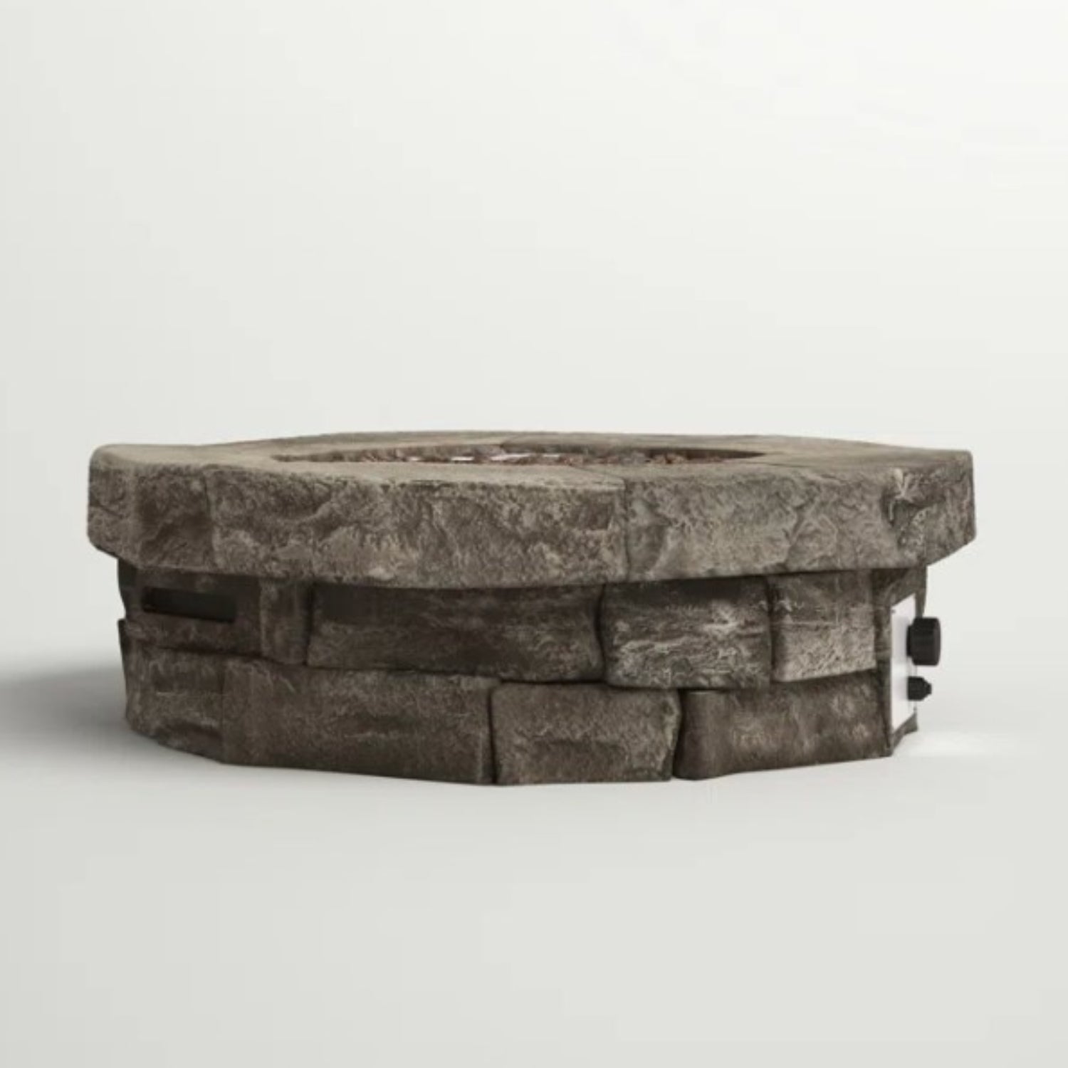 12" H X 37" W Outdoor Fire Pit Table Stone Gray Garden & Outdoor Modern Stone Concrete