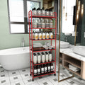 Red 6 Tier Slim Rolling Storage Cart, Mobile Shelving Unit With Wheels, Metal Wire Storage Shelving Rack With Baskets For Kitchen Bathroom Office Laundry Narrow Piaces Red Kitchen American Design,American Traditional Metal Metal