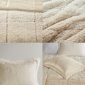 Ombre Shaggy Long Fur Comforter Mini Set Queen Natural Polyester