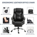 Reclining Office Chair With Massage, Ergonomic Computer Chair With Foot Rest Black Pu Iron