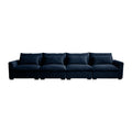 4 Seater Deep Seat Couches For Living Room, Comfy Blue Corduroy Sofas For Living Room Modern With 4 Waist Pillows Blue Corduroy 4 Seat