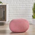 Knited Pouf Pink Cotton