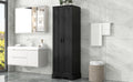 Storage Cabinet With Two Doors For Bathroom, Office, Adjustable Shelf, Mdf Board, Black Black Mdf