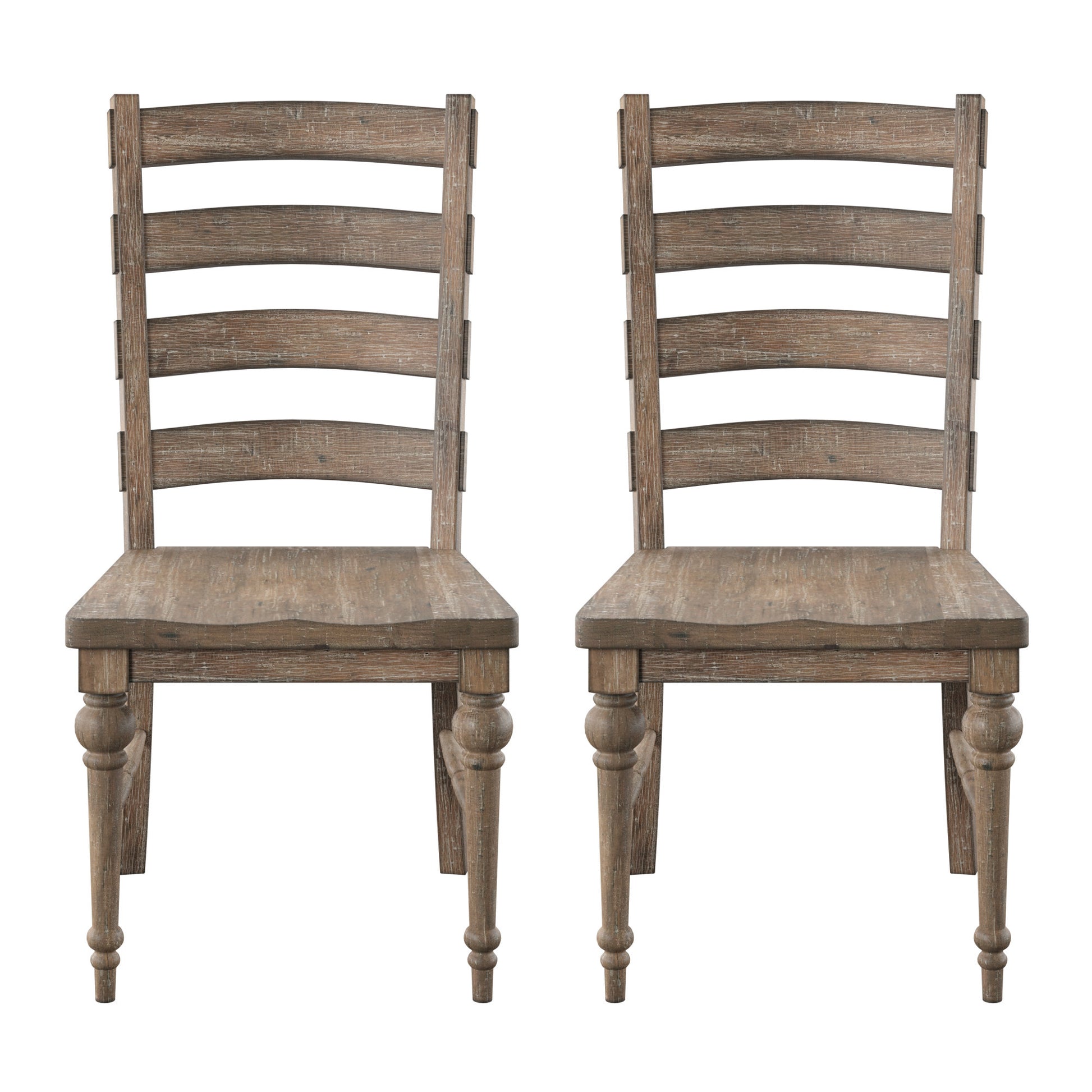 Ludin Taupe Ladderback Dining Chairs, Set Of 2 Taupe Solid Wood