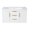 36'' Wall Mounted Bathroom Vanity With Resin Sink, Floating Bathroom Storage Cabinet With 2 Drawers, Solid Wood Bathroom Cabinet White Bathroom Modern Mdf