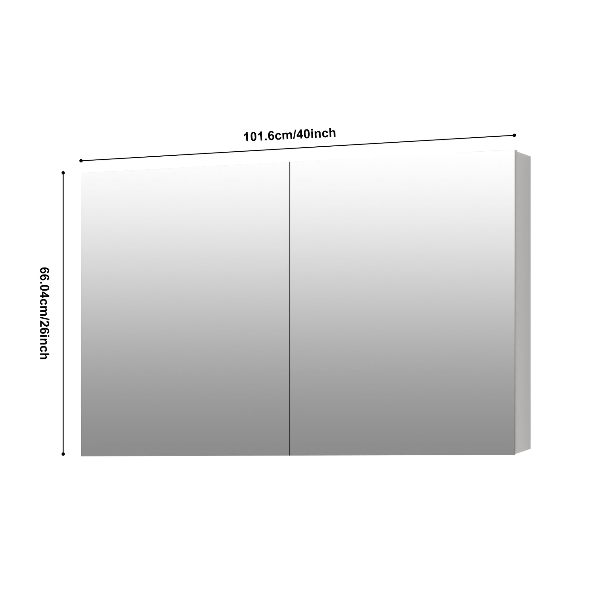 40'' W X 26'' H Surface Frameless Mirror Medicine Cabinet, Beveled Mirror Edges Bathroom Medicine Cabinet White Engineered Wood