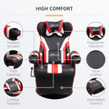 Vinsetto Gaming Chair, Racing Style Computer Recliner With Lumbar Support, Footrest And Cup Holder, Black White Red Black Red Steel