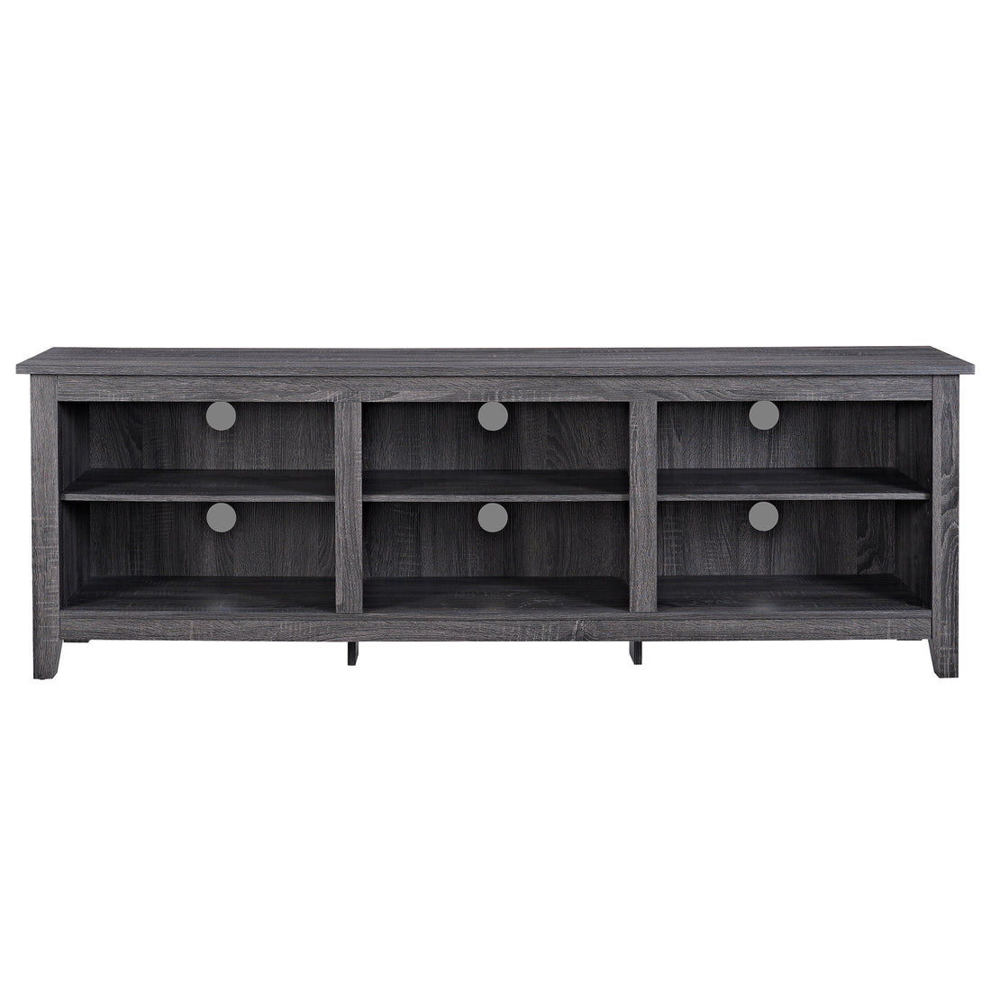 Modern Transitional 3 Shelf Open Storage 70" Tv Stand For 80" Tvs Charcoal Charcoal Grey Mdf