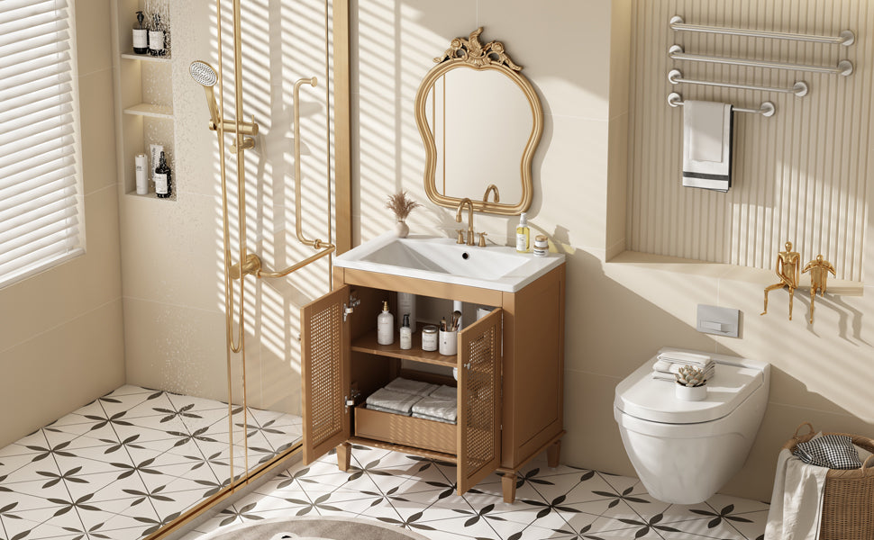 30 Inch Bathroom Vanity With Resin Sink,