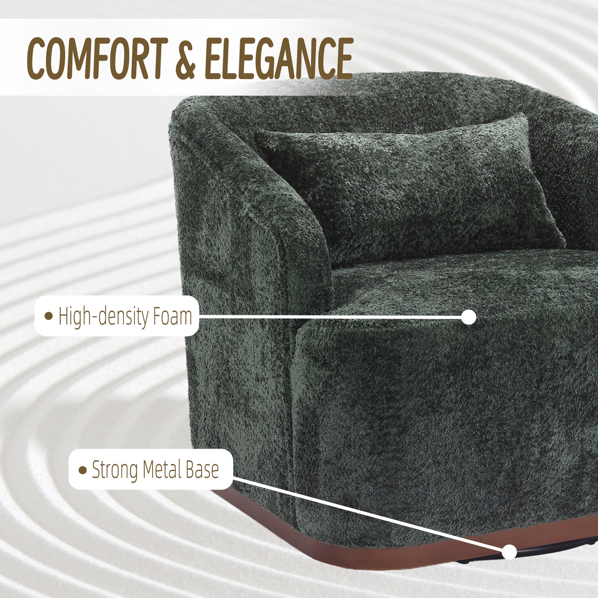 Coolmore Swivel Barrel Chair, Comfy Round Accent Sofa Chair For Living Room, 360 Degree Swivel Barrel Club Chair, Leisure Arm Chair For Nursery, Hotel, Bedroom, Office, Lounge Emerald Boucle Emerald Primary Living Space Foam Boucle