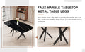 1 Table And 6 Chairs Set.A Rectangular Dining Table With A Imitation Marble Black Table Top And Black Metal Legs.Paired With 6 Chairs With Pu Leather Seat Cushion And Black Metal Legs.F 1538,C 007 Black Glass Metal