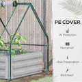 Outsunny 4' X 3' Galvanized Raised Garden Bed With Mini Pvc Greenhouse Cover, Outdoor Metal Planter Box With 2 Roll Up Windows For Growing Flowers, Fruits, Vegetables And Herbs, Clear Clear Pvc