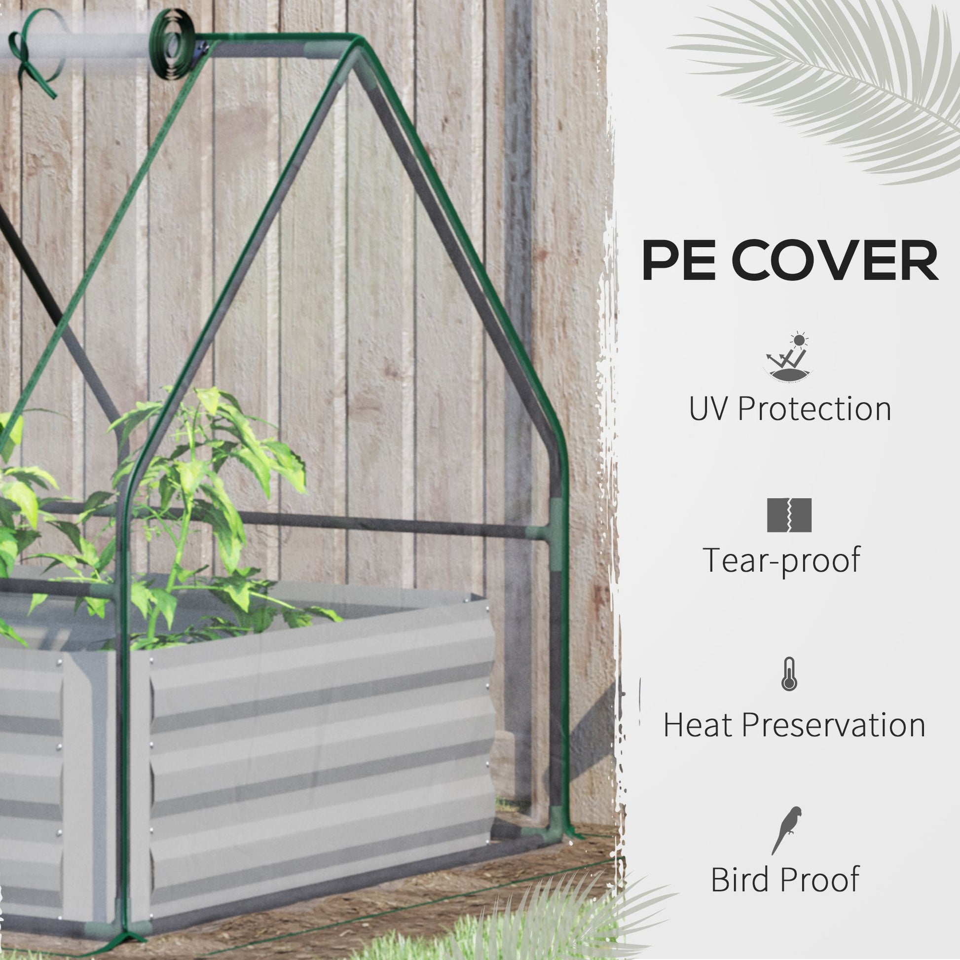 Outsunny 4' X 3' Galvanized Raised Garden Bed With Mini Pvc Greenhouse Cover, Outdoor Metal Planter Box With 2 Roll Up Windows For Growing Flowers, Fruits, Vegetables And Herbs, Clear Clear Pvc