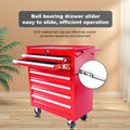 7 Drawer Metal Rolling Tool Chest With Wheels,Tool Storage Cabinet With Locking System Red Steel