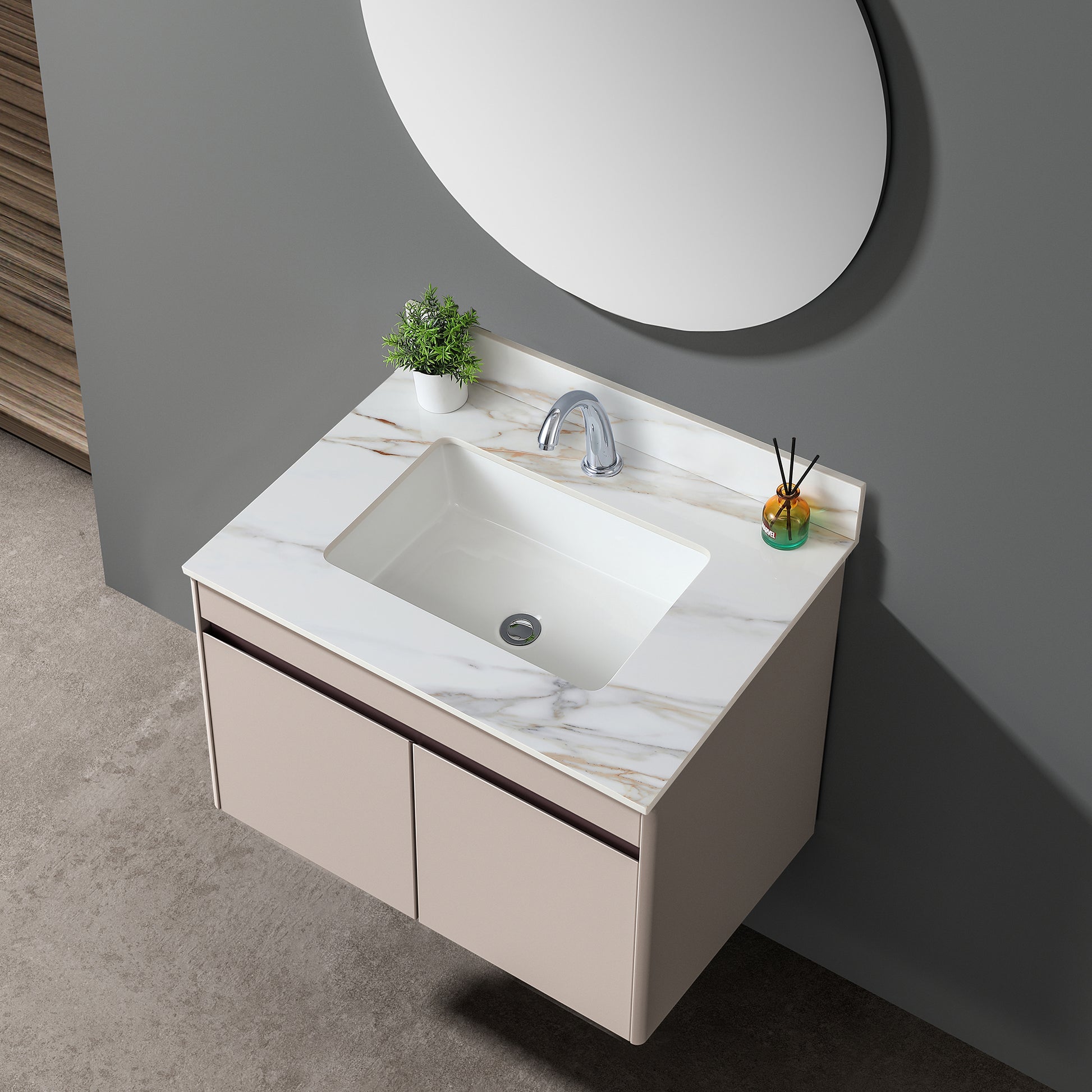 31 Inch Marble Vanity Top, Bathroom Vanity Top With Undermount Rectangular Middle Sink And 4" Height Backsplash, Pre Drilled Faucet Hole Vanity Top, Carrara White With Veins White Marble Bathroom American Design,American Traditional Sintered Stone