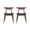 2 Pieces Dining Chairs, Solid Wood, Charcoal Charcoal Fabric