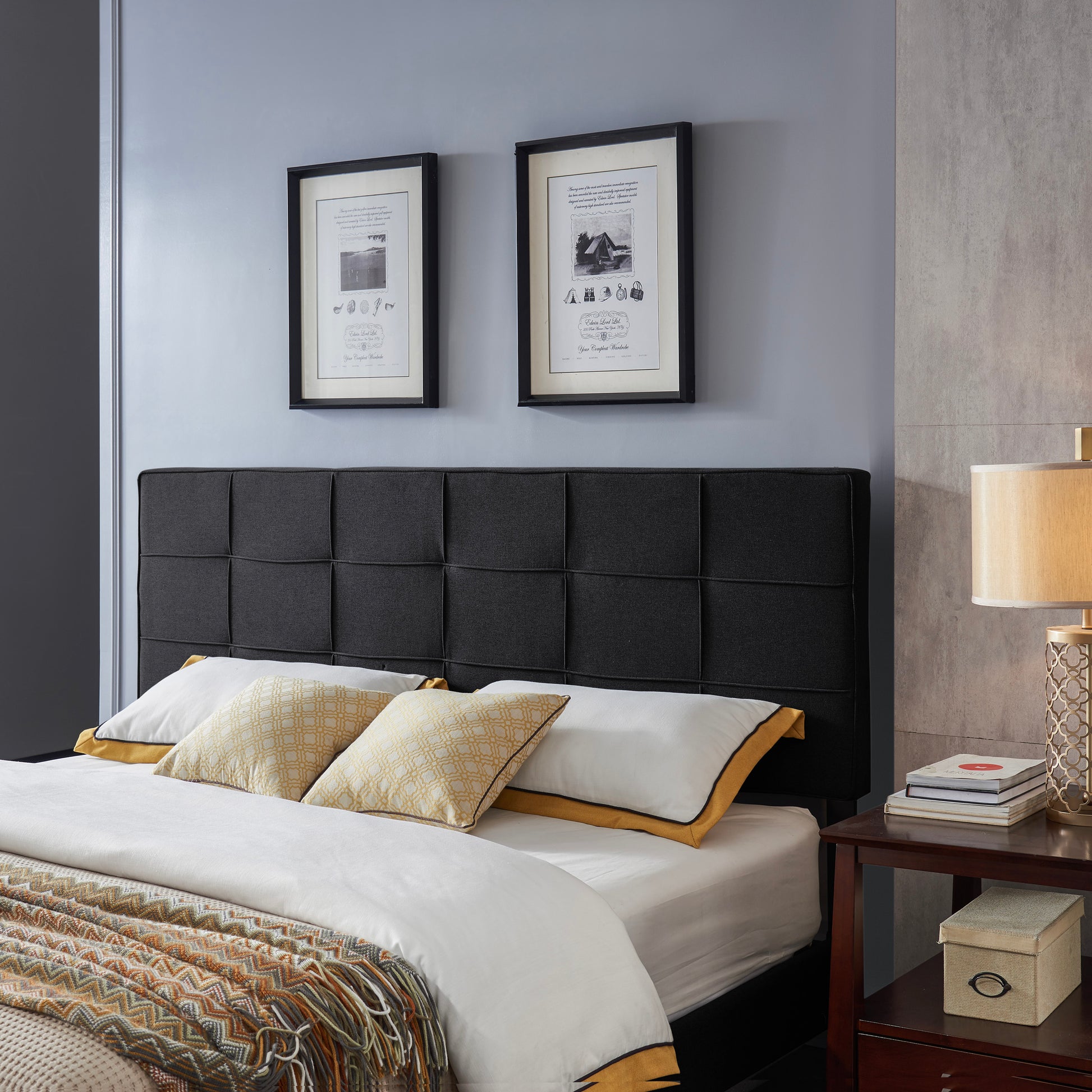 King Cal King Sized Headboard California King Black Fabric