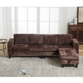 Arrived 5 Seat Modular Sofa,With Storage Ottoman, Convertible Sectional Sofa, L Shaped Couchreversible Chaise ,Riveted Sofa,Chenille, Brown Brown Polyester Wood Primary Living Space Medium Soft Cushion Back Modern Square Arms Foam Metal & Wood 5 Seat