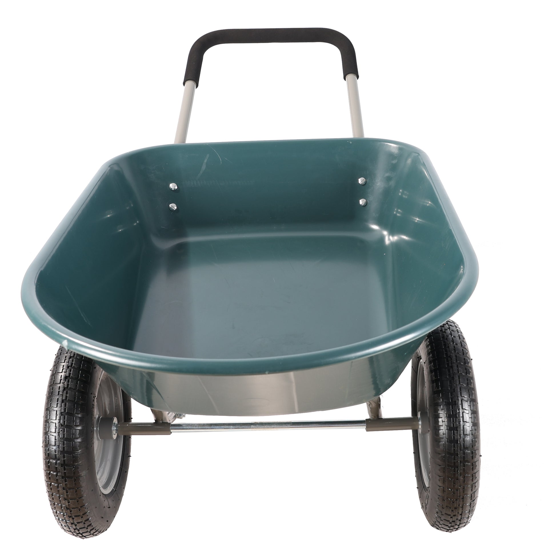 Wheel Barrow Two Wheeled Trolley For Green Garden 15 Inch Pneumatic Wheel Wb1001Gn Green Abs Steel Q235