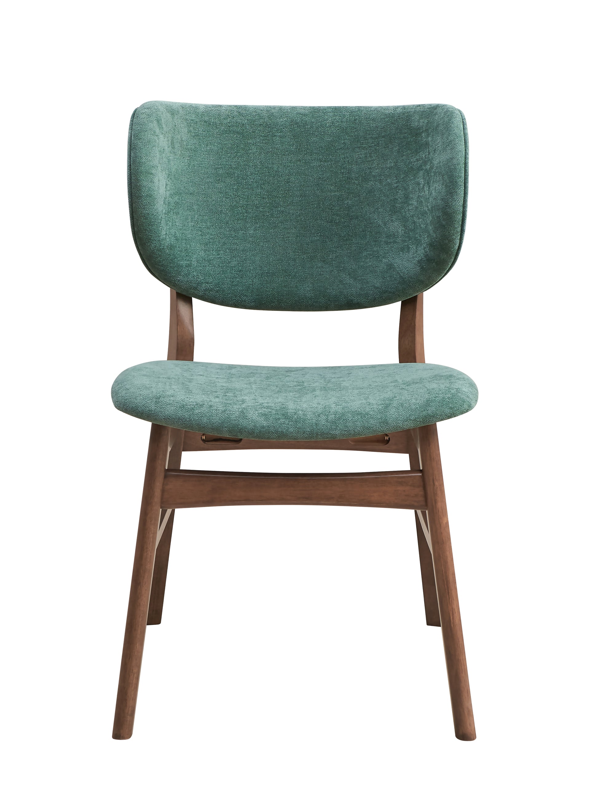 Green And Walnut Padded Side Chair Set Of 2 Solid Green Dining Room Foam Mid Century Modern Side Chair Solid Back Set Of 2 Wood Fabric