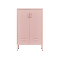 Pink Steel Double Door Cabinet With Handles, With Removable Dividers And Adjustable Height. Suitable For Living Room, Office, Bedroom, Study And Other Places. 3 4 Shelves Pink Metal