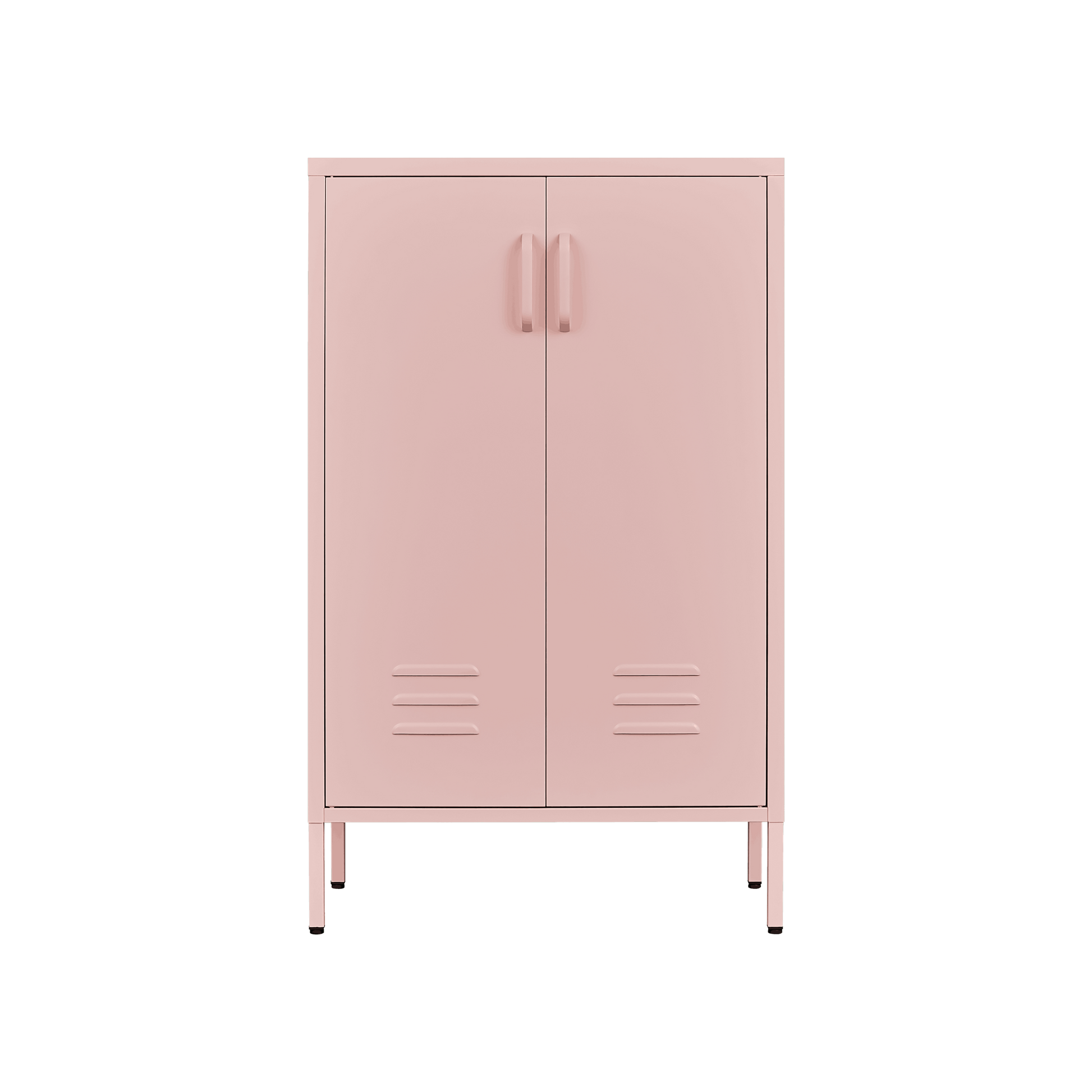 Pink Steel Double Door Cabinet With Handles, With Removable Dividers And Adjustable Height. Suitable For Living Room, Office, Bedroom, Study And Other Places. 3 4 Shelves Pink Metal