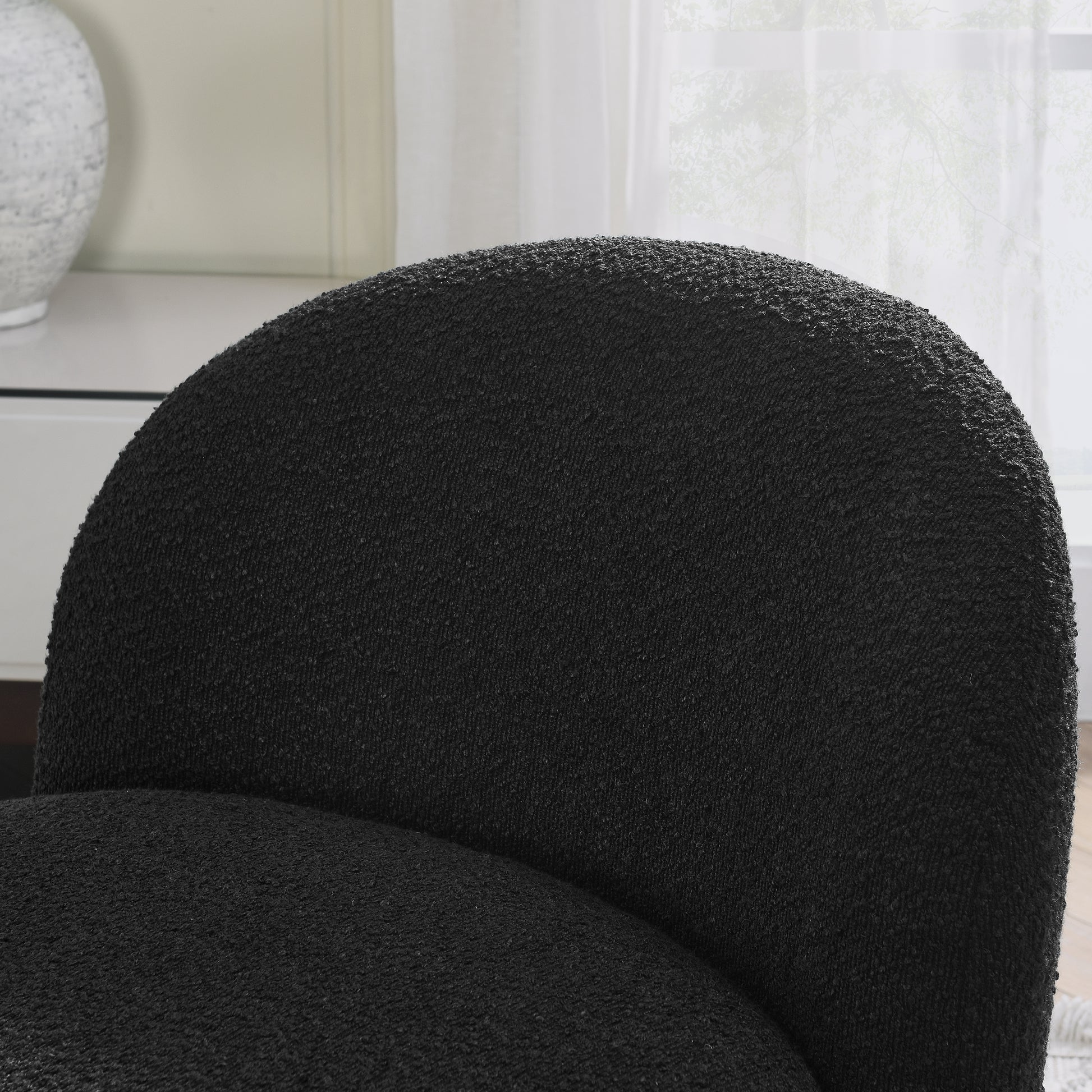 Hoop Gauze Lounge Chair With Soft Cushion And Backrest, Need To Be Assembled, Suitable For Living Room Bedroom Dining Room Black 24.5"*28.75"*28.75" Black Foam