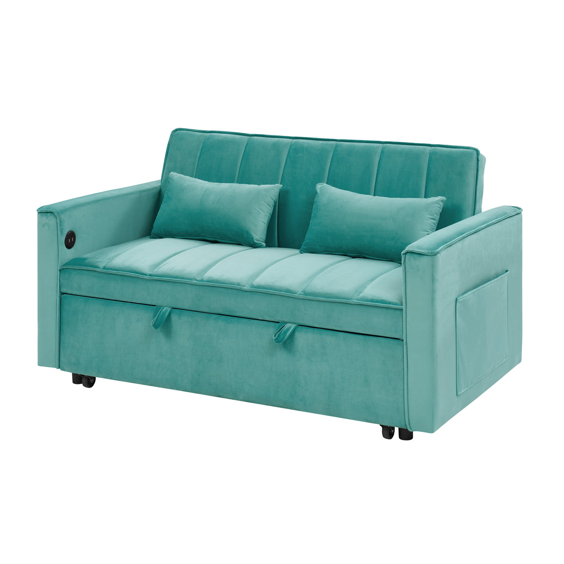 54.33 Inch Versatile Foldable Sofa Bed In 3 Lengths, Modern Sofa Sofa Sofa Velvet Pull Out Bed, Adjustable Back Green Antique Blue Green Velvet Wood Primary Living Space Medium Soft Cushion Back