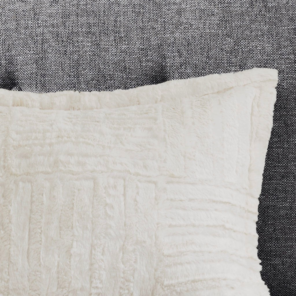 Fur Down Alternative Comforter Mini Set Queen Ivory Faux Fur